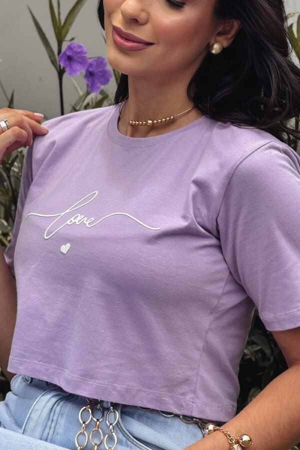 Cropped Soltinho Emily "Love" - Lavanda
